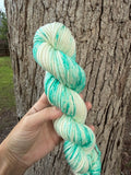 Hand Dyed Speckled Gradients,  Hand dyed Yarn, 138  yards, Bulky, Agua