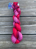 Autumn Raspberry, Gradient, Hand dyed Yarn, Worsted, 218 yds