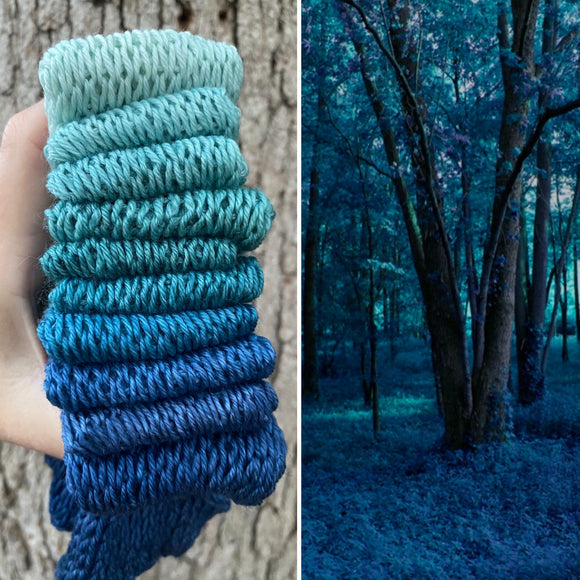 Stealing Indigo Forest,  MCN, 430 yards, fingering weight
