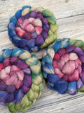 Hand Dyed Fiber, 100% oatmeal BFL, Birthday Wishes