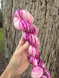 Hand Dyed Speckled Gradients,  Hand dyed Yarn, 138  yards, Bulky, Berry pink