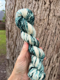 Hand Dyed Speckled Gradients,  Hand dyed Yarn, 138  yards, Bulky, Spruce Green