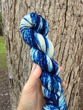 Hand Dyed Speckled Gradients,  Hand dyed Yarn, 138  yards, Bulky, blue