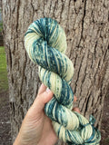 Hand Dyed Speckled Gradients,  Hand dyed Yarn, 138  yards, Bulky, Sage green