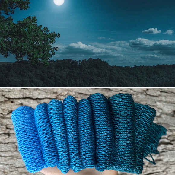 Blue Ridge Mt, Hand Dyed Yarn, Gradient Yarn