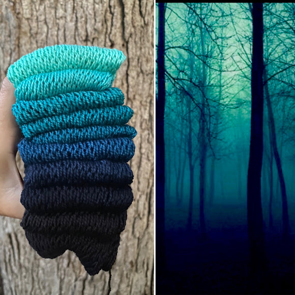 Eerie Forest, Hand Dyed Yarn, Gradient yarn