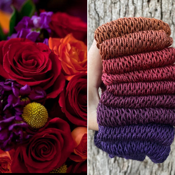 Autumn Bouquet, SWM/SILK/YAK, 600 yards, fingering weight