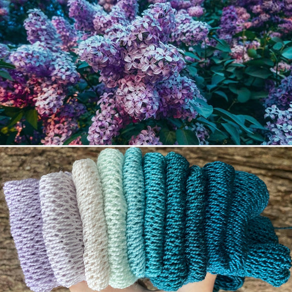 Summer Lilac, Gradient Dyed Yarn, Hand Dyed Yarn, 600 yards, Shawl Length Yarn, SWM/SILK