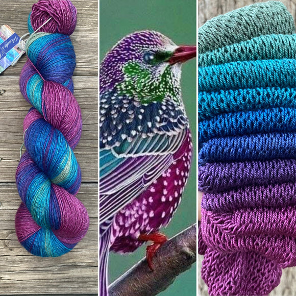 Magical Morning Bird, SWM/SILK/YAK, fingering weight