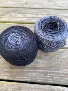 Black to grey, Boomerang, DK weight, 924 yards, SW Merino