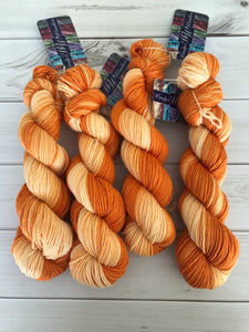 Orange, Gradient, Hand dyed Yarn, Worsted, 218 yds